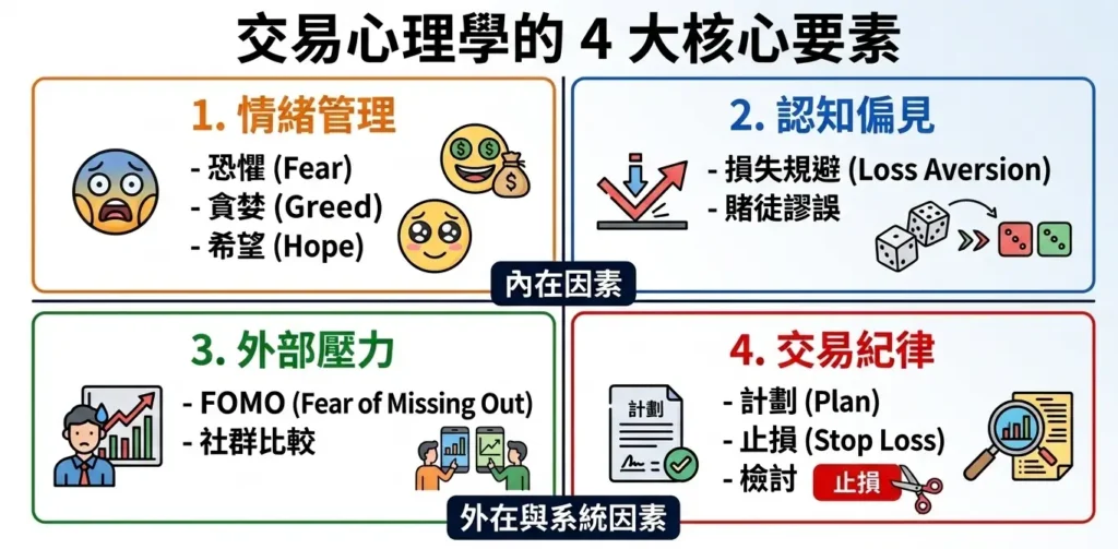 四象限圖：交易心理學的 4 大核心要素