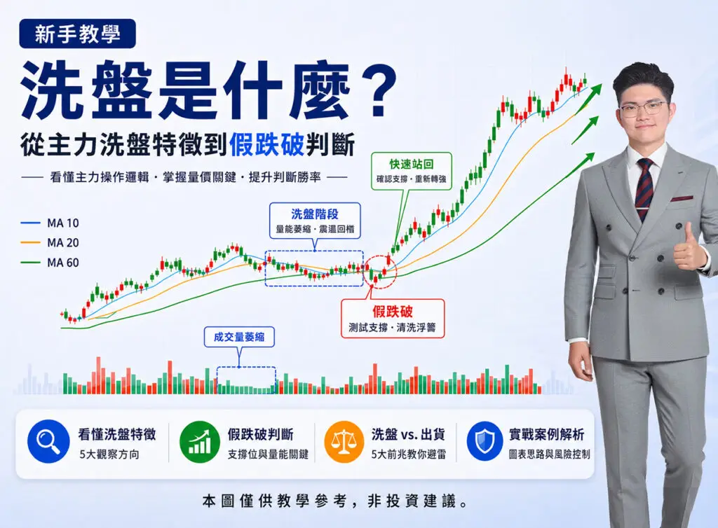 Rich Cheung 張富有洗盤教學圖解，解析主力洗盤特徵與假跌破判斷