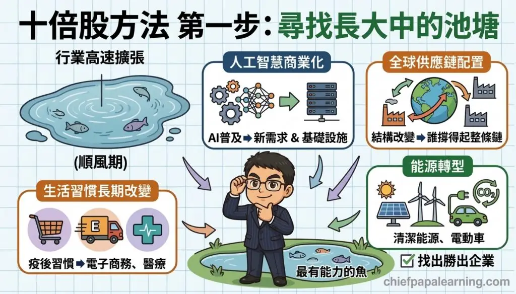 十倍股選股第一步：從人工智能、供應鏈、生活習慣、能源轉型四大趨勢找出變大的行業